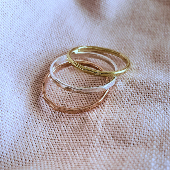 Hammered Stack Ring Set